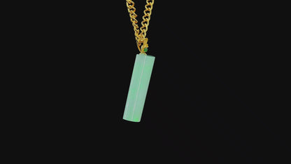 Marugame (MADE IN JAPAN) Crescent Tube Burmese A-Jadeite Charm Pendant (with 18K Solid Yellow Gold) - Certified - V2