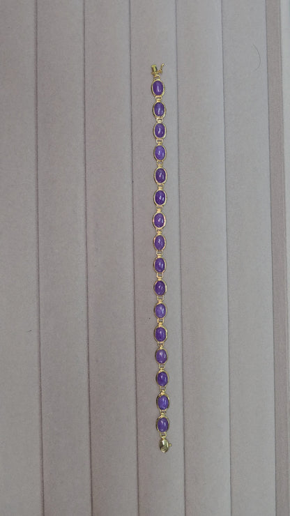 Tibetan Purple Jade Bracelet (with 14K Yellow Gold)