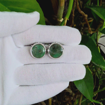 Westminster Emerald Smart Button Cover Pair (with Sterling Silver 925)