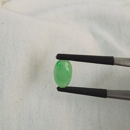 Certified MADE IN JAPAN 2.336 cts. Pale Green Burmese A-Jadeite Long Oval Cabochon Loose Stone LS88