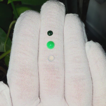 Certified 1.79 cts. Three Stone Burmese A-Jadeite Round Cabochon Calibrated Loose Stones Jewelry Set JS003