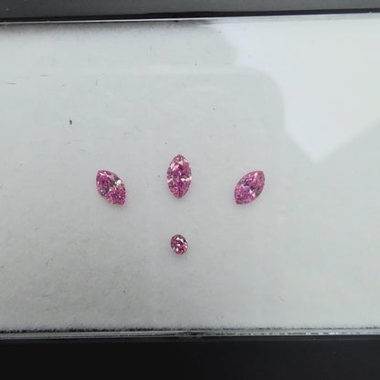 GIA Certified 0.382 cts. Natural Fancy Vivid Purplish Pink VVS2-SI1 Diamond Set Loose Stones Jewelry Set JS007