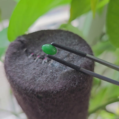 Certified MADE IN JAPAN 1.08 cts. Bright Green Burmese A-Jadeite Oval Cabochon Loose Stone LS19