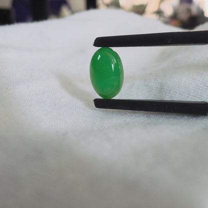Certified MADE IN JAPAN 1.632 cts. Bright Green Burmese A-Jadeite Oval Cabochon Loose Stone LS92