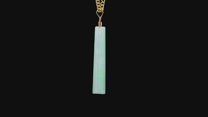 Hokkaido (MADE IN JAPAN) Tube Tapered Burmese A-Jadeite Charm Pendant (with 18K Solid Yellow Gold) - Certified - V4