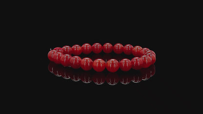 Imperial Japanese Red Burmese A-Jade Beaded Bracelet (MADE IN JAPAN) (10 mm Each x 22 beads) - Certified 05048