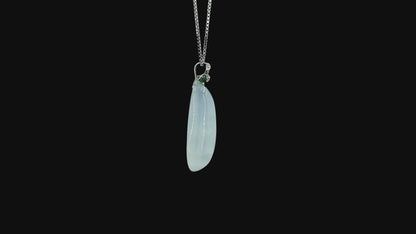 Seiyo Pear Icy White Burmese A-Jadeite Charm Pendant (with 18K White Gold and White Diamonds) - Certified