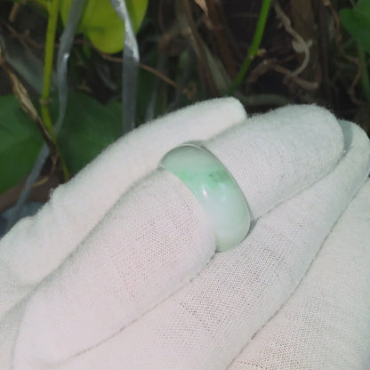 Burmese Green A-Jade Infinity Band Ring - Size US 9 - V6