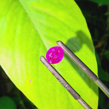 Certified 1.38 cts. No Heat Reddish Purple Ruby (Mozambique) Oval Shaped Loose Stone LS71