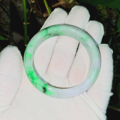 Certified Earth's (MADE IN JAPAN) Burmese Icy Green A-Jade Round Bangle Bracelet - 08842