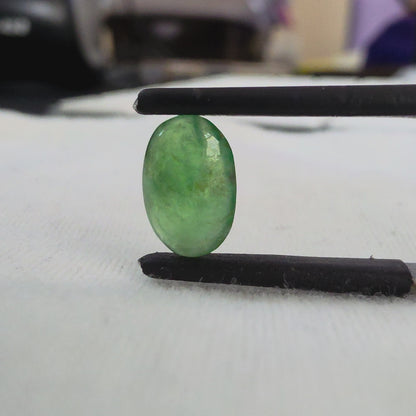 Certified MADE IN JAPAN 1.587 cts. Pale Green Burmese A-Jadeite Long Oval Cabochon Loose Stone LS91