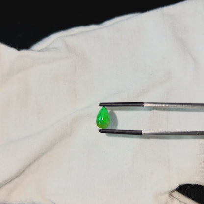 Certified MADE IN JAPAN 1.792 cts. Bright Vivid Imperial Green Burmese A-Jadeite Pear Cabochon Loose Stone LS46