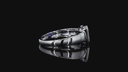 Hekinan Certified 1.72 cts. Natural Royal Blue Sapphire Men's Ring with 18K White Gold Size US 9  - R19
