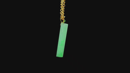 Marugame (MADE IN JAPAN) Crescent Tube Burmese A-Jadeite Charm Pendant (with 18K Solid Yellow Gold) - Certified - V1