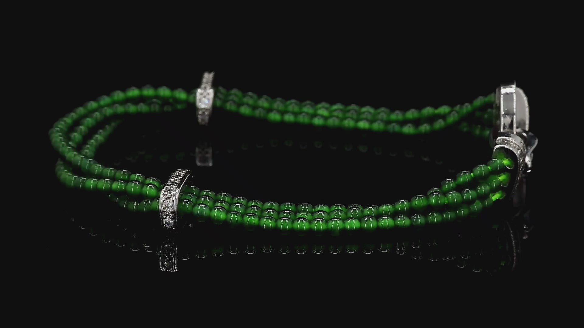 Certified Imperial Green Burmese A-Jade Beaded Bracelet MADE IN