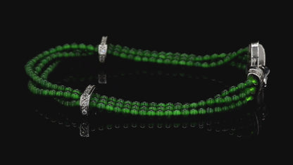 Certified Imperial Japanese Green Burmese A-Jade Triple Beaded Bracelet (MADE IN JAPAN) (2.50 mm Each x 180 beads) 05045 (With Silver 925)