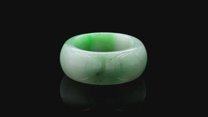 Master's Burmese Icy Bright Green and White A-Jadeite Infinity Band Ring Size US 10 - 09031 - Certified