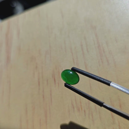 Certified MADE IN JAPAN 1.538 cts. Deep Imperial Green Burmese A-Jadeite Oval Cabochon Loose Stone LS29