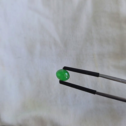 Certified MADE IN JAPAN 1.16 cts. Bright Green Burmese A-Jadeite Oval Cabochon Loose Stone LS21