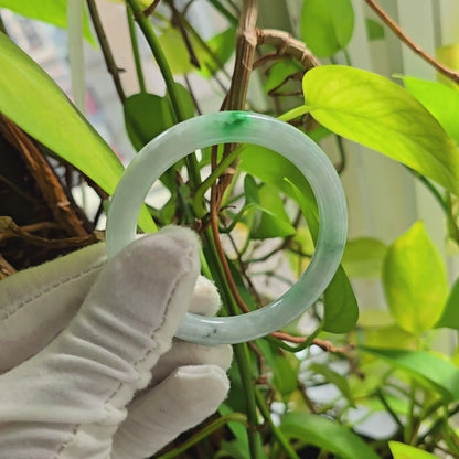 Earth's (MADE IN JAPAN) Burmese Green A-Jade Round Bangle Bracelet - Certified 08833
