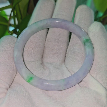 Earth's (MADE IN JAPAN) Burmese Green and Lavender A-Jade Round Bangle Bracelet - Certified 08832