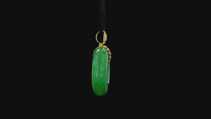 Obu Round Vivid-Imperial Green Burmese A-Jadeite 21.50 mm Donut Charm Pendant (with 18K Yellow Gold and White Diamonds) - Certified