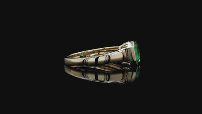 GIA Certified (F2) Choshi (Made in JAPAN) 1.61 cts. Bright Vivid Green Columbian Emerald Ring (with 18K Yellow Gold) Size US8.5  - R30