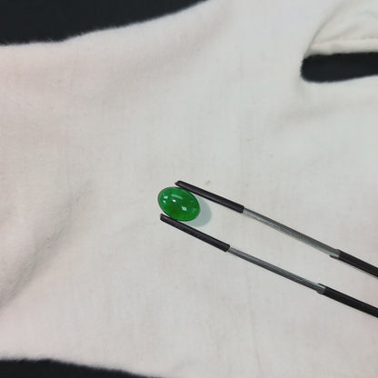 Certified MADE IN JAPAN 3.95 cts. Intense Imperial Green Burmese A-Jadeite Oval Cabochon Loose Stone LS41