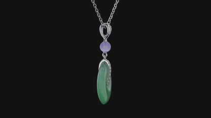 Nisshin Round Icy Green and Lavender Burmese A-Jadeite 16.80 mm Donut Charm Pendant (with 18K White Gold and White Diamonds) - Certified