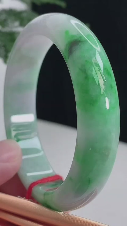 Certified Earth's (MADE IN JAPAN) Burmese Icy Green A-Jade Round Bangle Bracelet - 08842