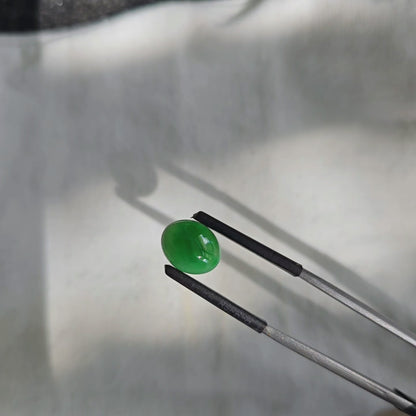 Certified MADE IN JAPAN 3.22 cts. Bright Green Burmese A-Jadeite Oval Cabochon Loose Stone LS17