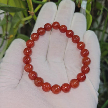 Imperial Japanese Red Burmese A-Jade Beaded Bracelet (MADE IN JAPAN) (10 mm Each x 22 beads) - Certified 05048