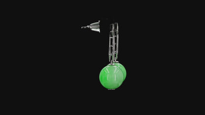 Inazawa 10 mm Dangling Beads Bright Green Burmese A-Jade Earrings (with 18K White Gold and White Diamonds) - Certified