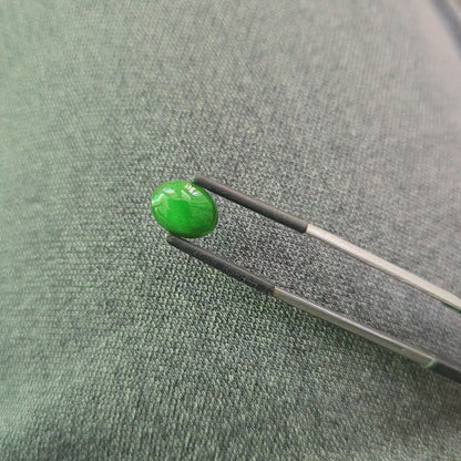 Certified MADE IN JAPAN 3.09 cts. Bright Green Burmese A-Jadeite Oval Cabochon Loose Stone LS18