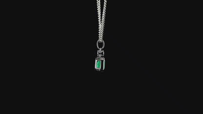 Kariya Certified 1.07 cts. Vivid Green Columbian Emerald Charm Pendant with 18K White Gold and White Diamonds - V1