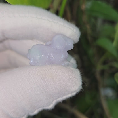 Loyal Sitting Dog White-Lavender Purple Burmese A-Jadeite Charm Pendant
