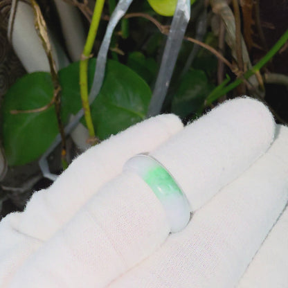 Burmese Green A-Jade Infinity Band Ring - Size US 8 - V8