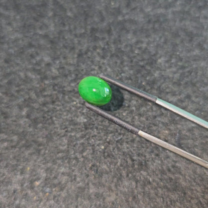 Certified MADE IN JAPAN 3.09 cts. Bright Green Burmese A-Jadeite Oval Cabochon Loose Stone LS18