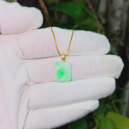 Miyoshi Locket Burmese A-Jadeite Charm Pendant (with 18K Yellow Gold)- Certified