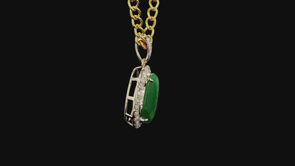 Toyoake MADE IN JAPAN 5.05 cts. Certified Bright Imperial Green Burmese A-Jadeite Pendant (with 18K Yellow Gold and White Diamonds)