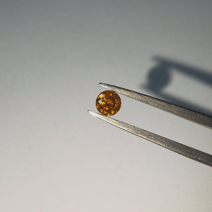 Natural 0.38 cts. Fancy Deep Yellowish Orange SI2 Vg Vg N Round Brilliant Diamond Loose Stone - GIA Certified - LS56