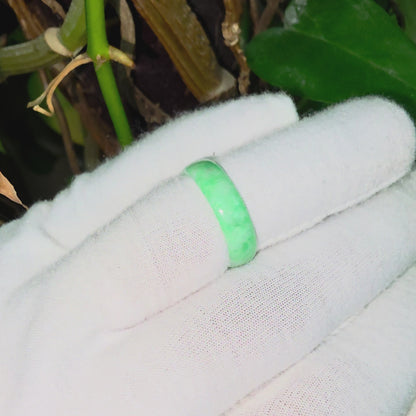 Burmese Bright Green A-Jade Infinity Band Ring - Size US 9 - V2