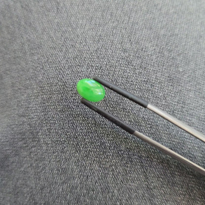 Certified MADE IN JAPAN 1.74 cts. Bright Green Burmese A-Jadeite Oval Cabochon Loose Stone LS23