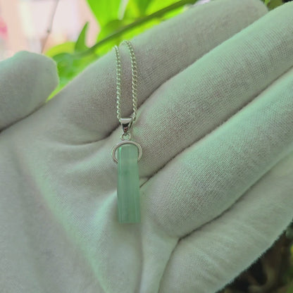Hokkaido (MADE IN JAPAN) Icy Tube Burmese A-Jadeite Charm Pendant (with Sterling Silver 925) - Certified - V2