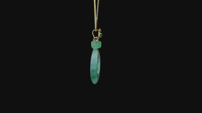Inzai Round Icy Green Burmese A-Jadeite 16.10 mm Donut Disc Charm Pendant (with 18K Yellow Gold) - Certified V1
