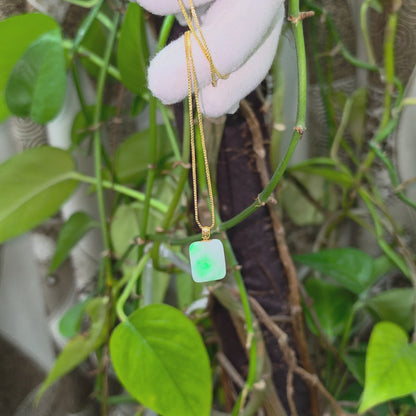 Miyoshi Locket Burmese A-Jadeite Charm Pendant (with 18K Yellow Gold)- Certified