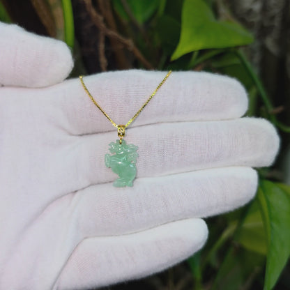 Ama Prancing Horse Burmese A-Jadeite Charm Pendant (with 18K Yellow Gold)- Certified