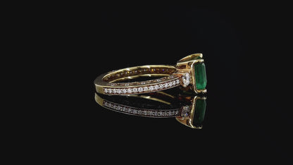 Velletri (1.95 cts.) Emerald and Natural Diamonds Ring (with 18K Yellow Gold) - Guild Certified - MR6277