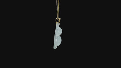 Niihama Gourd Icy White Burmese A-Jadeite Charm Pendant (with 18K Yellow Gold and White Diamonds) - Certified