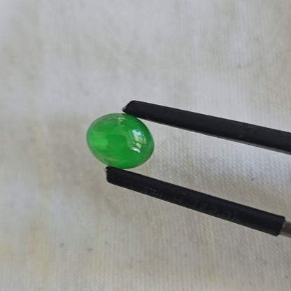 Certified MADE IN JAPAN 1.16 cts. Bright Green Burmese A-Jadeite Oval Cabochon Loose Stone LS21